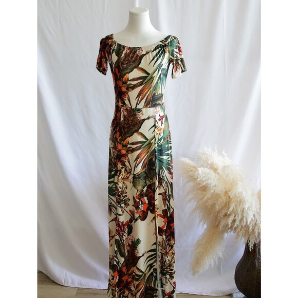 VENUS LASCANA Off-shoulder tropical Maxi dress size XS - Picture 2 of 8